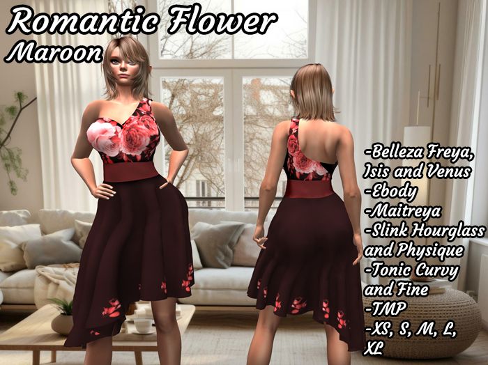 Romantic Flowers Maroon