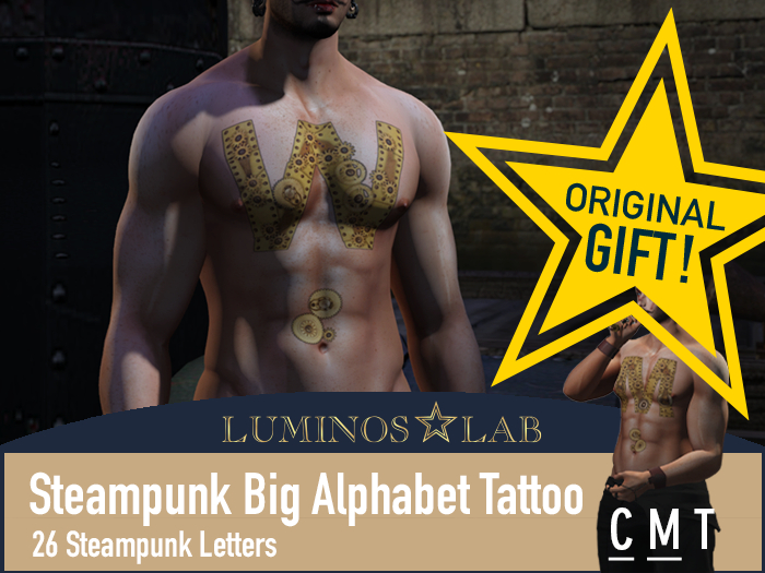 LL Tattoo Steampunk Alphabet - male (chest)