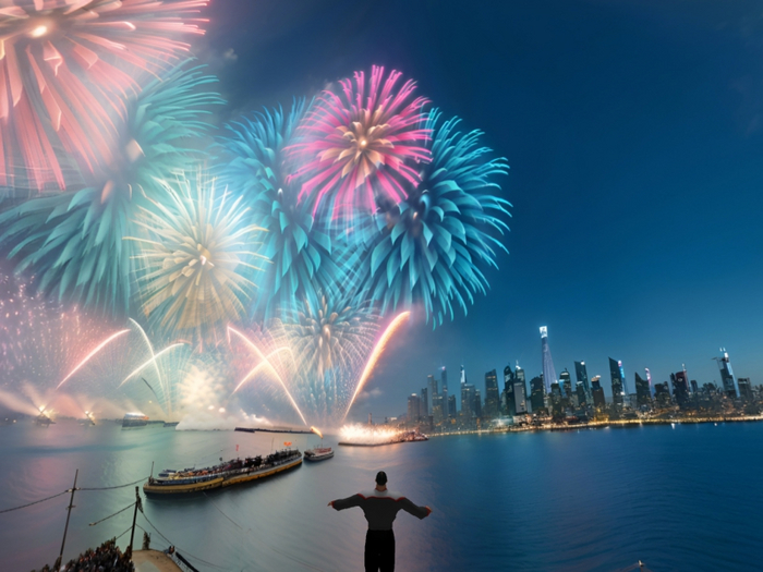 fireworks over the city