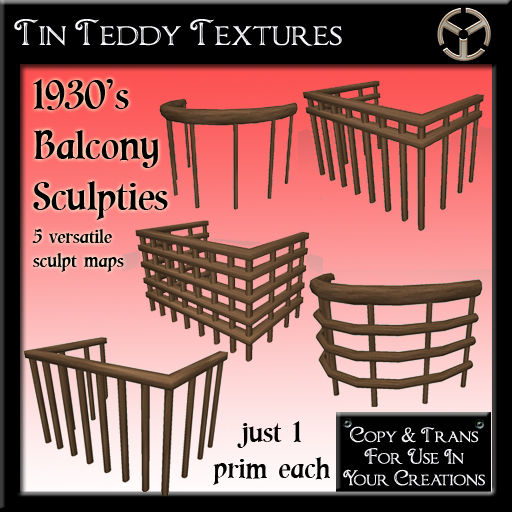 *Tin Teddy* 1930's Simple Balcony Sculpty Maps