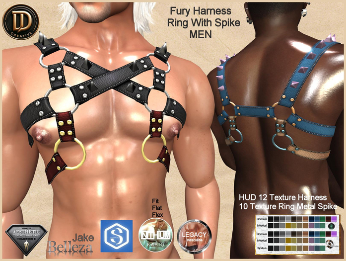☾ⅅⅅ☽ Fury Harness Ring With Spike MEN
