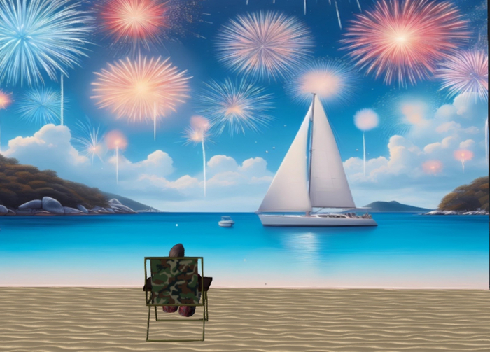 Mural Backdrop - Fireworks Over The Caribbean (Boxed)