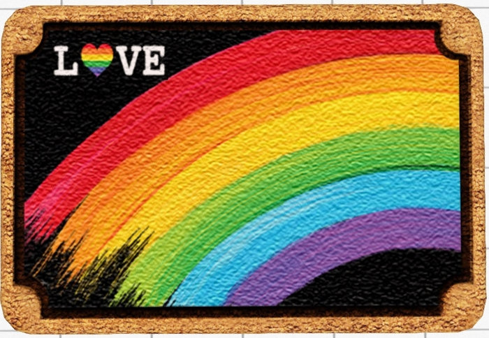 ~Confetti Time~ Welcome Mat Painted Rainbow Love