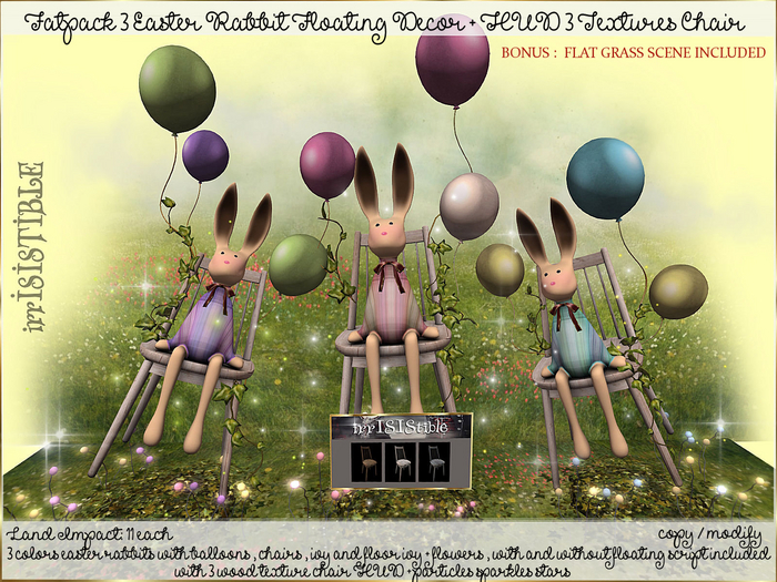 irrISIStible FATPACK 3 EASTER RABBIT FLOATING DECOR + HUD