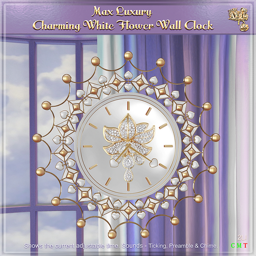 Max Luxury - Charming White Flower Wall Clock