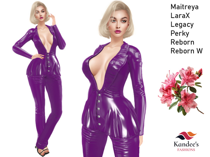 Purple Latex Jacket & Pants Outfit