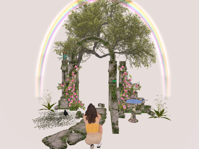 Ruin Gateway With Rainbow
