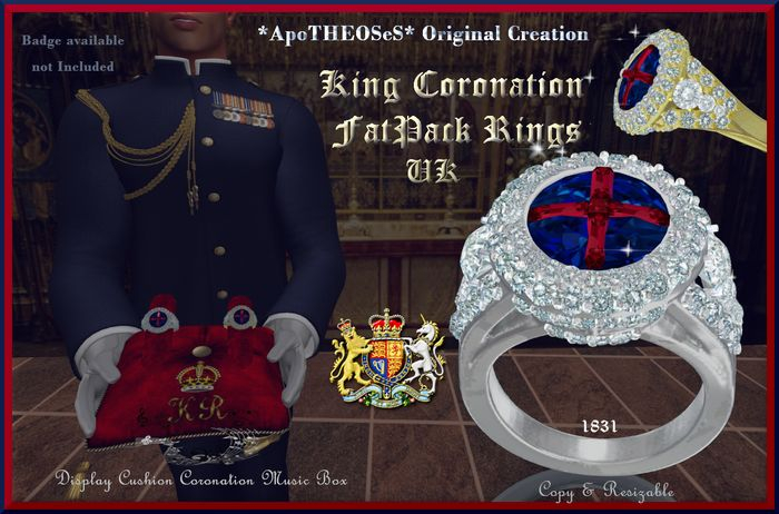  FatPack  King Coronation Rings + Cushion Music Box