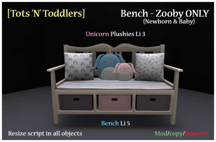 [Tots 'N' Toddlers] ~ Rainbows & Unicorns ~ Bench (ZOOBY)