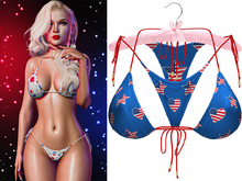 Rae Beaded String Bikini 2.0 [Patriot Pride] - Maitreya Lara • LaraX • Petite • PetiteX • Legacy • Reborn Clothing