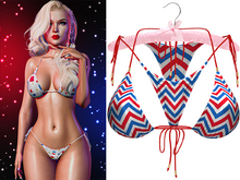 Rae Beaded String Bikini 2.0 [Patriot Chevron] - Maitreya Lara • LaraX • Petite • PetiteX • Legacy • Reborn Clothing