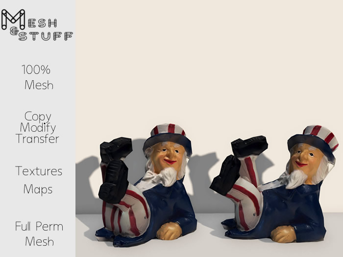 M&S ~ 4th of July Uncle Sam Laying Mesh Full Perm * add