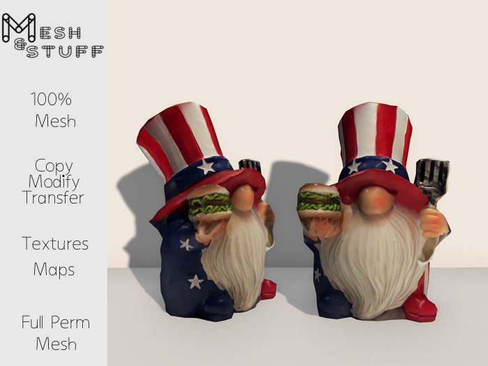 M&S ~ 4th of July Uncle Sam Burger Mesh Full Perm * add