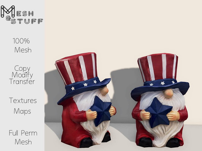 M&S ~ 4th of July Gnome Star Mesh Full Perm * add