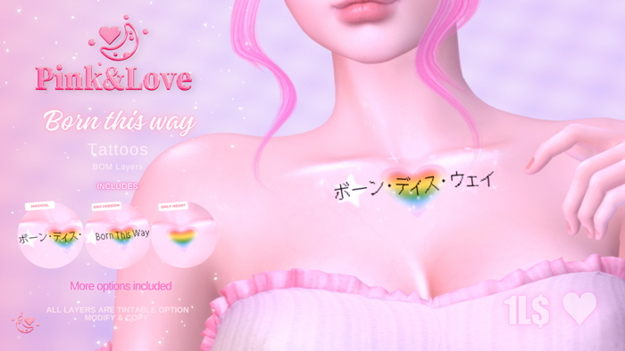 [PINK&LOVE] Born this way - Chest Tattoos