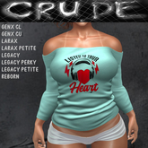 Listen to your Heart Women's Shoulder Shirt (WOLS) <Wear Me>