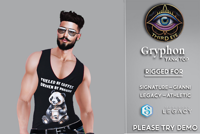 GryPhon Tanktop Single colour black  with print