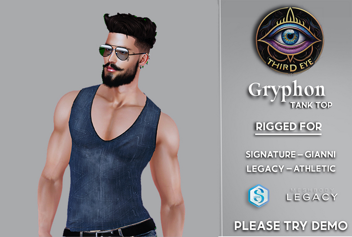 GryPhon Tanktop Single colour blue jean