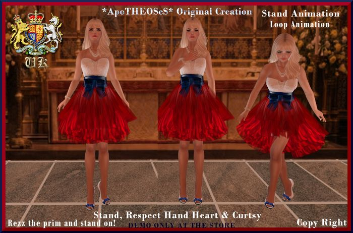  Stand Anim Stand, Respect Hand Heart & Curtsy