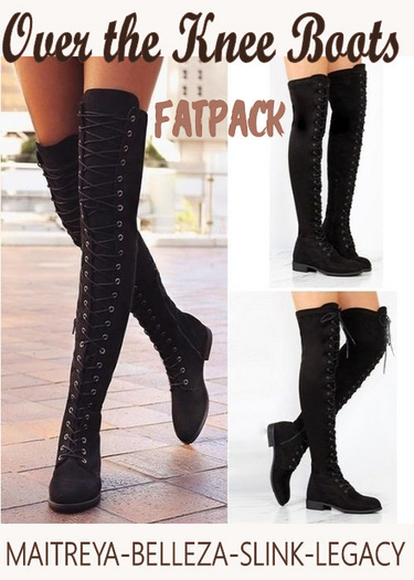 OVER THE KNEE FLAT LACE UP BOOTS - 4 COLOR FATPACK FITS MAITREYA LARA-BELLEZA-LEGACY-SLINK