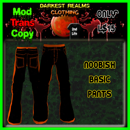 DRC - Noobish Basic Pants - Set 1 Black with Orange