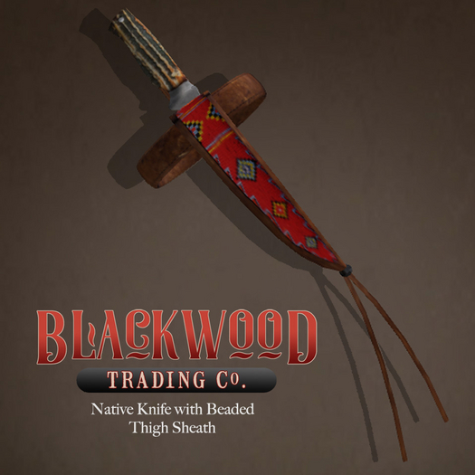 [Blackwood Trader] Native Stag Horn Knife Thigh Sheath-Red