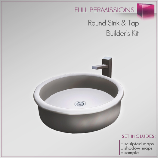 Full Perm Sculpted Round Sink  - Sink Tap - Basin - Builder's Kit Set