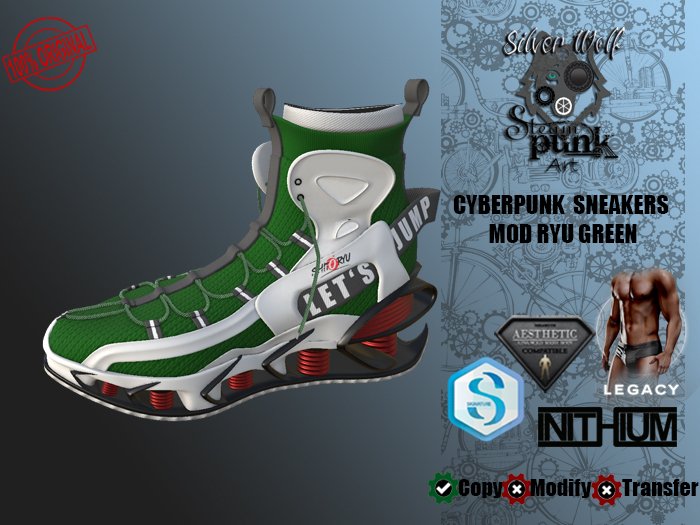 SW - Cyberpunk Sneakers Ryu for Male Green(Box)