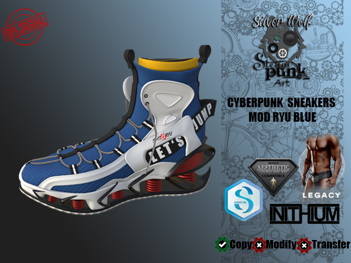 SW - Cyberpunk Sneakers Ryu for Male Blue(Box)