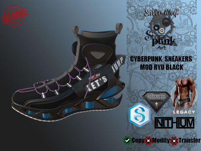 SW - Cyberpunk Sneakers Ryu for Male Black (Box)