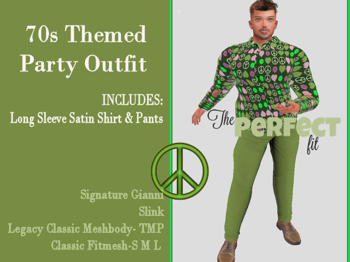 CLOTHES FOR SIGNATURE GIANNI SLINK FREE LEGACY MESHBODY CLASSIC 60S 70S 80S THEMED PARTY HIPPIE CLOTH SHIRT OUTFIT 