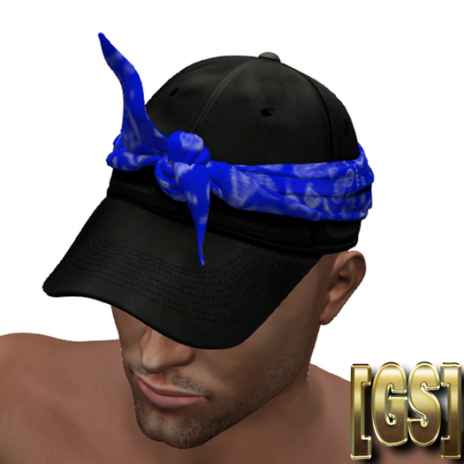 [GS] Leather cap with Blue bandana 