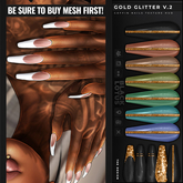 [BL] Coffin nails HUD // gold glitter v.2