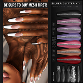 [BL] Coffin nails HUD // silver glitter v.1