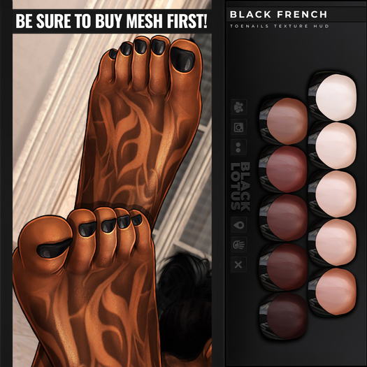 [BL] Toenails HUD // black french