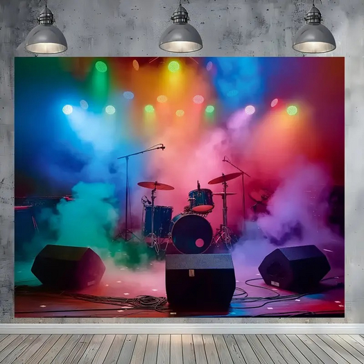 BAND NEON SMOKY STAGE BACKGROUND