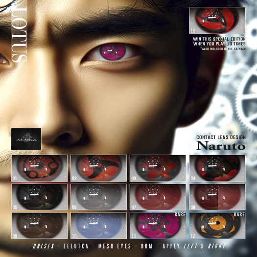 12. LOTUS. Naruto Eyes  [boxed] RARE