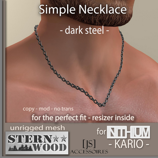 {JS} KARIO - Simple Dark Steel Necklace