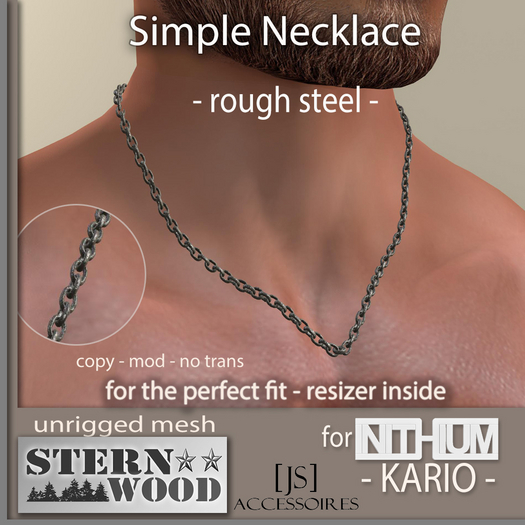 {JS} KARIO - Simple Rough Steel Necklace