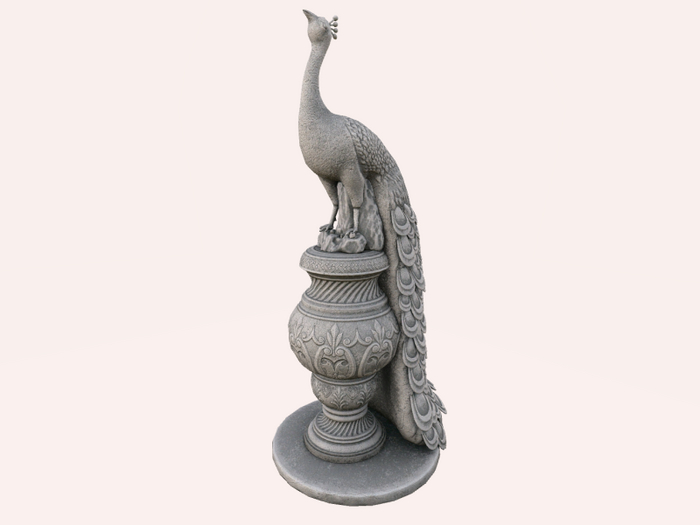 01 MADRAS Peafowl Statue White (7LI) RARE