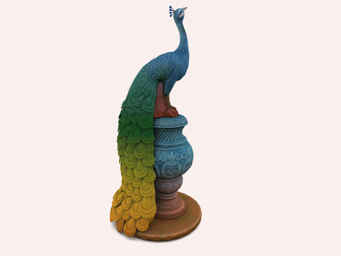 02 MADRAS Peafowl Statue Color (7LI) RARE