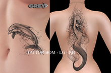 GREY - Tattoo -dolphin and mermaid -LG-RB - BOM