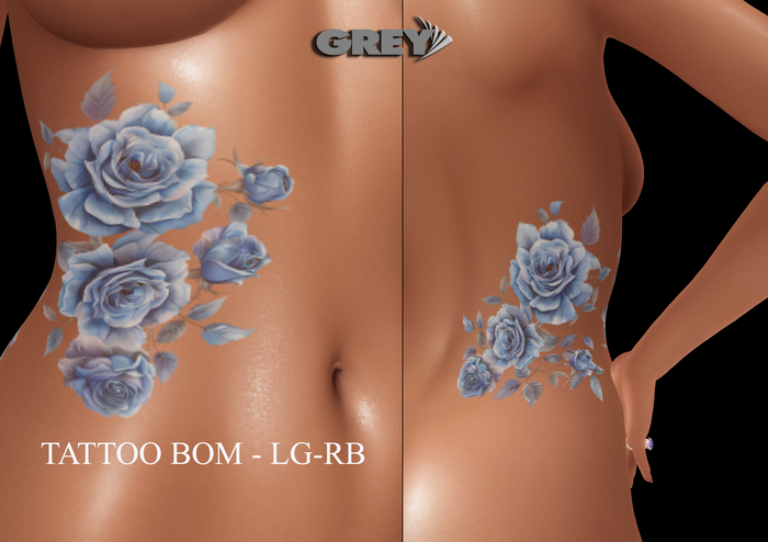 GREY - Tattoo -BLU ROSE -LG-RB - BOM