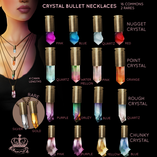 (Yummy) Crystal Bullet Necklaces - Rough Crystal - Quartz