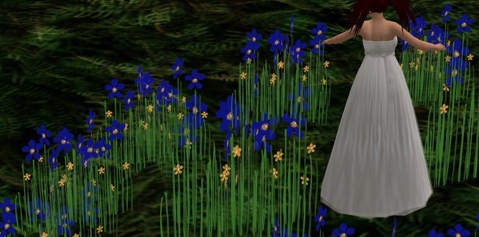 ALMOST FREE! WHIMSY 1 PRIM Blue & Yellow  SCULPTY FAE FANTASY FLOWERS