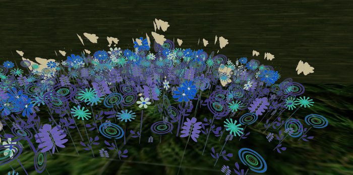 ALMOST FREE! WHIMSY 1 PRIM Blue & Purple SCULPTY FAE FANTASY FLOWERS