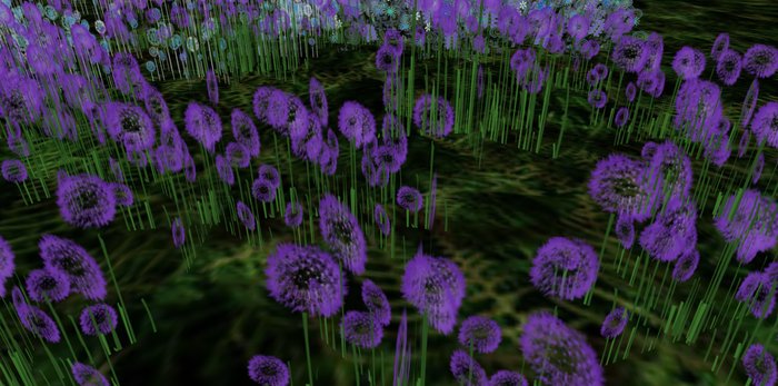 ALMOST FREE! WHIMSY 1 PRIM Purple Dandelions SCULPTY FAE FANTASY FLOWERS