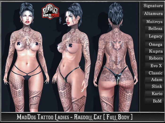 MadDog Tattoo Ladies - Ragdoll Cat [ Full Body ]
