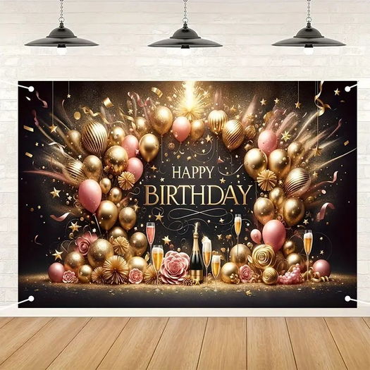 BIRTHDAY GOLD PINK BACKGROUND