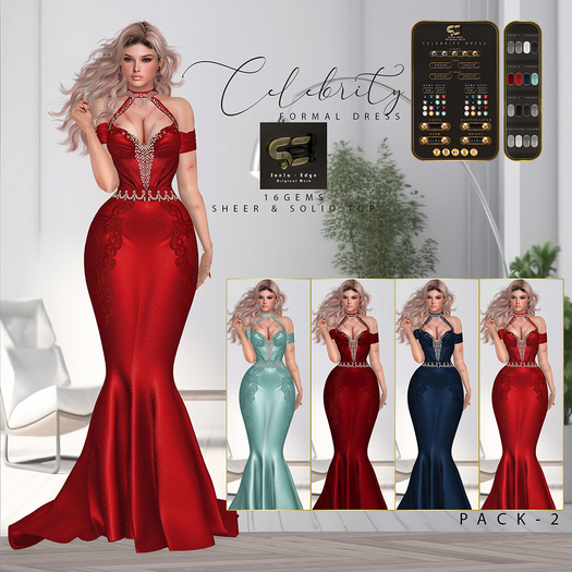 Son!a-Edge (Lara-X / FATPACK) Celebrity Formal Mesh Dress / Gown All colors